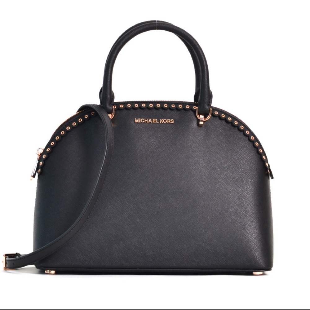 Michael Kors Black and Gold Studded Satchel